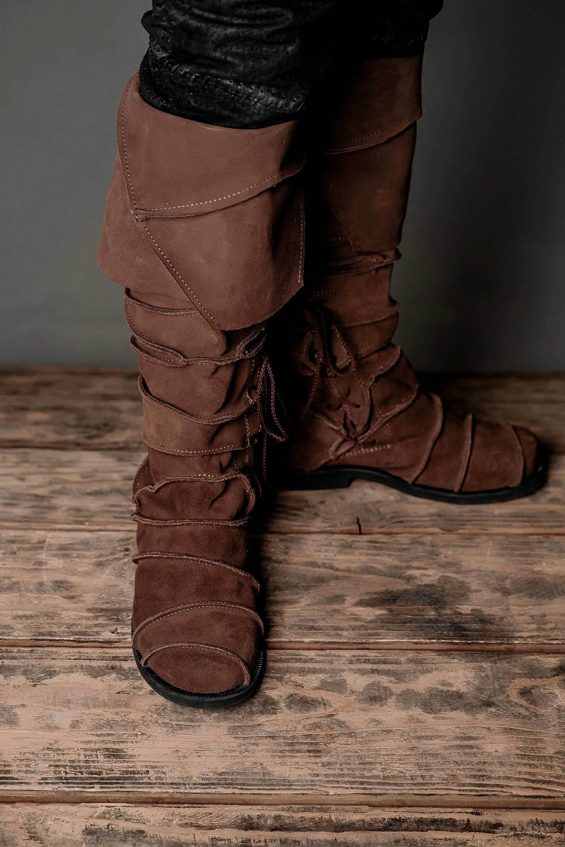 Medieval leather knee-high boots - brown (like photo) / 5