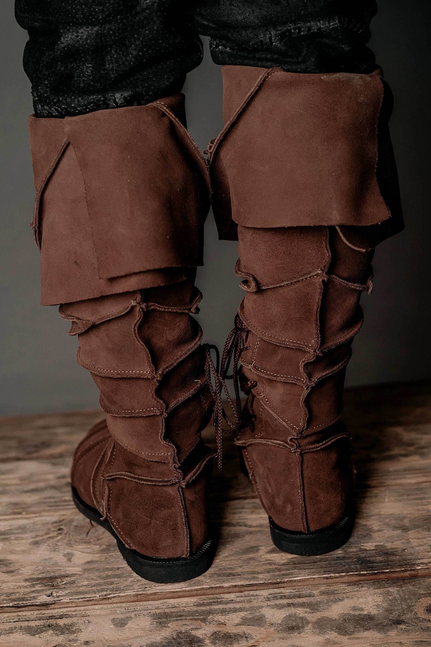 Medieval leather knee-high boots - brown (like photo) / 5