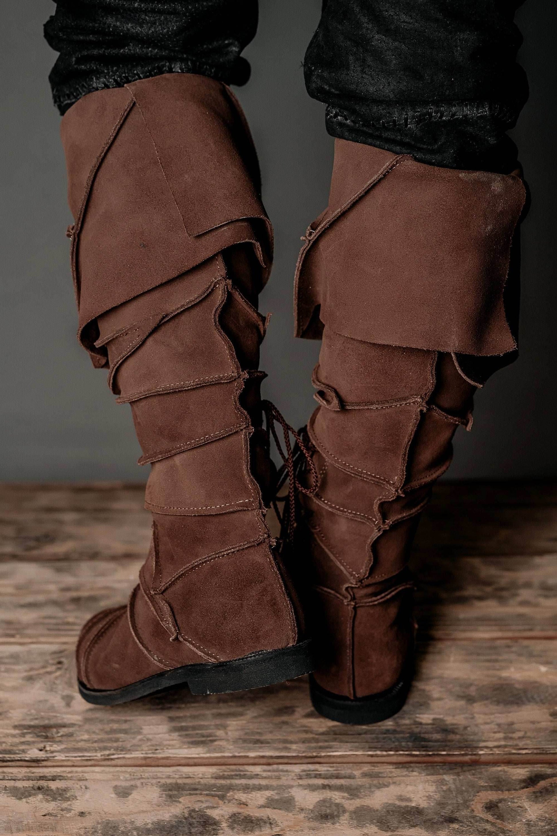 Medieval leather knee-high boots - brown (like photo) / 5