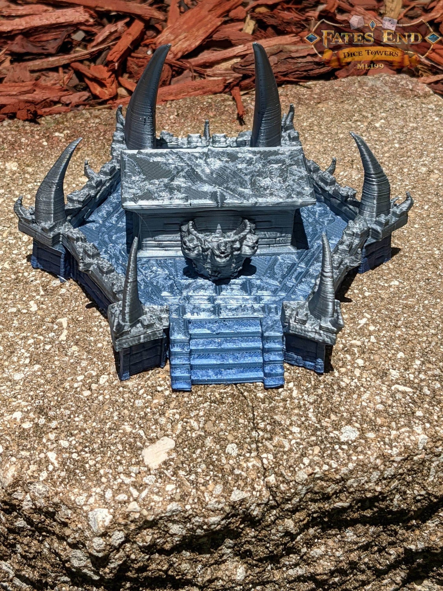 Sacrificial Evil Altar for D20 Dice - 3D Printed Dice Jail | RPG Dice Vault | DnD Player Gift - Do you have a worthy sacrifice? - Black / Yes- Include Random Dice Set