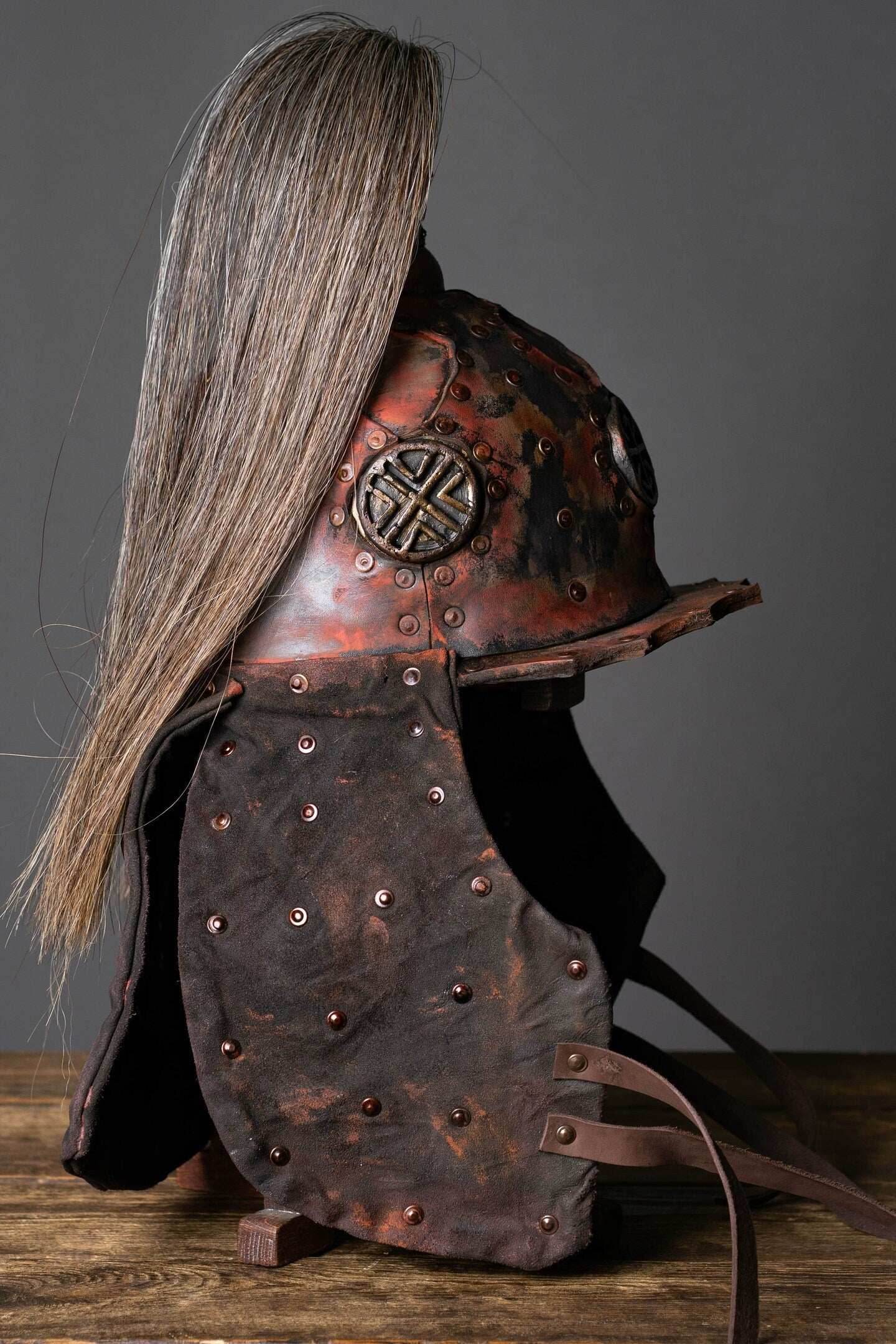 Larp leather helmet - XS / Brown (as on foto)