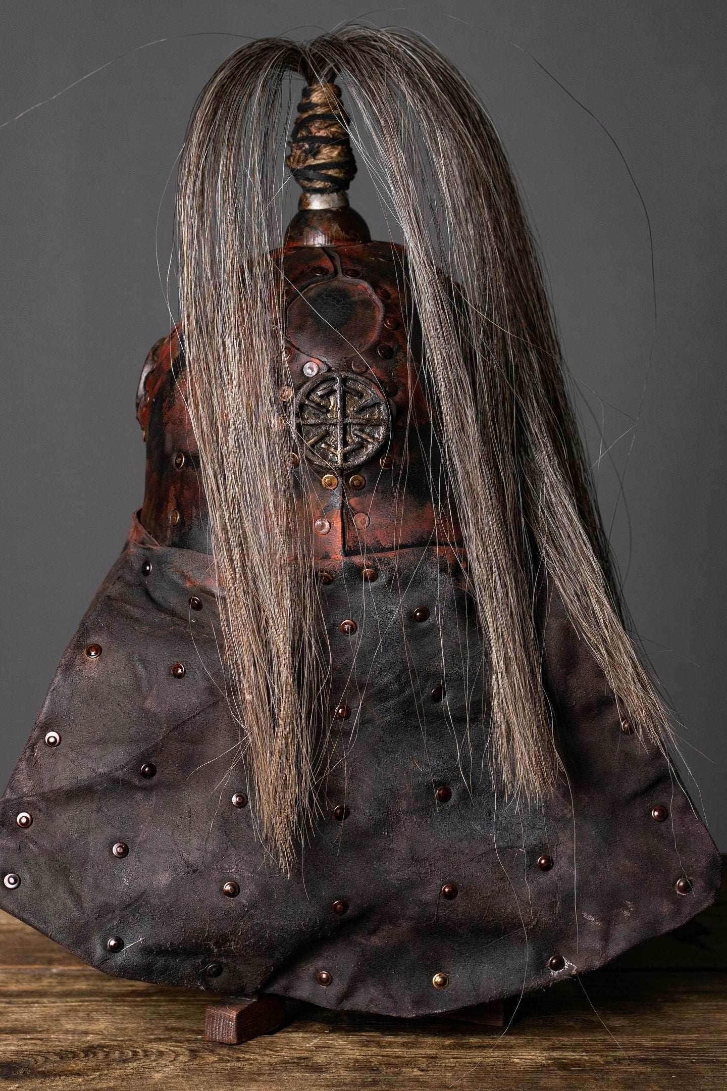 Larp leather helmet - XS / Brown (as on foto)