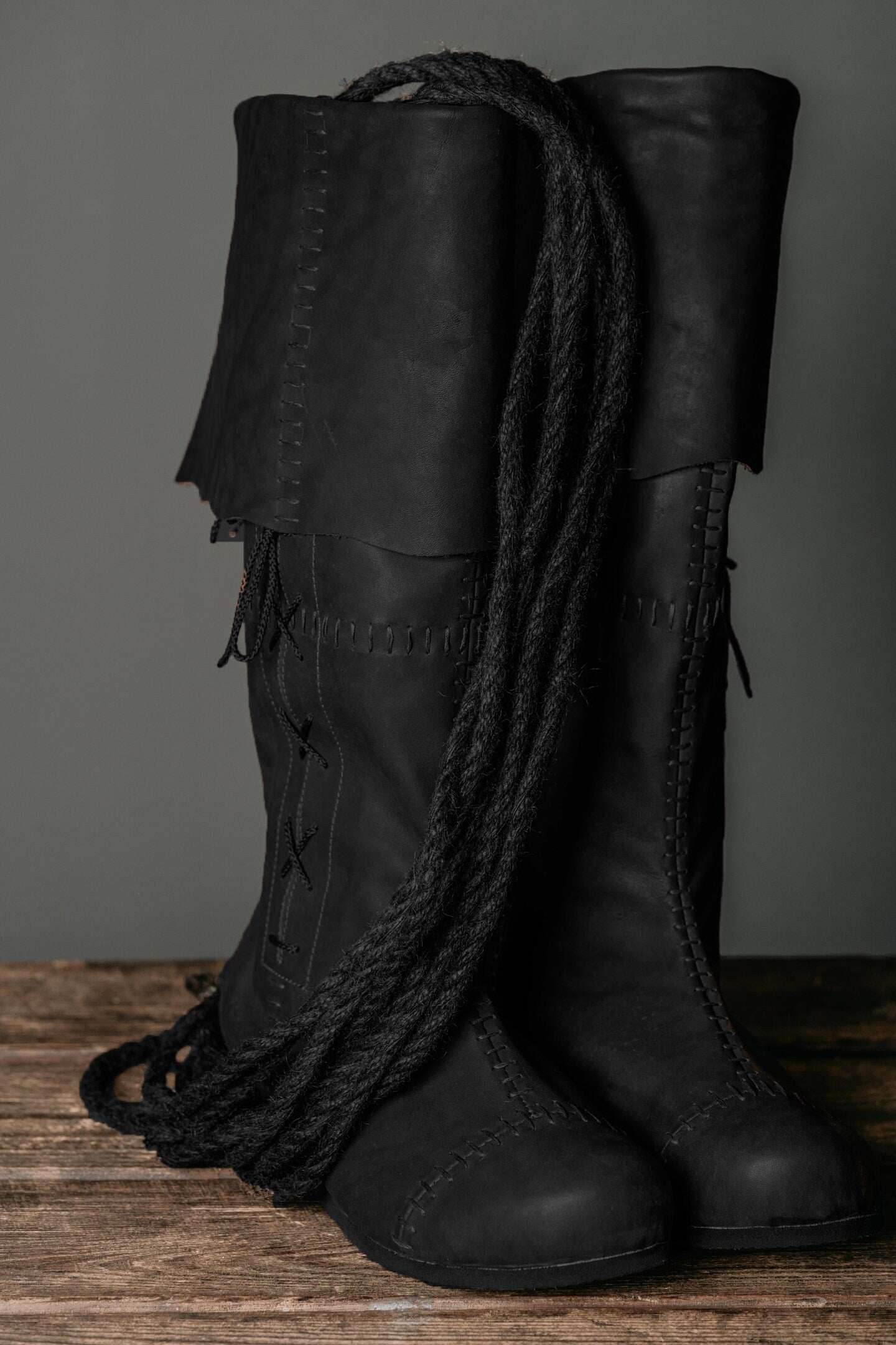 Medieval high boots with ties - Black (as on foto) / 5