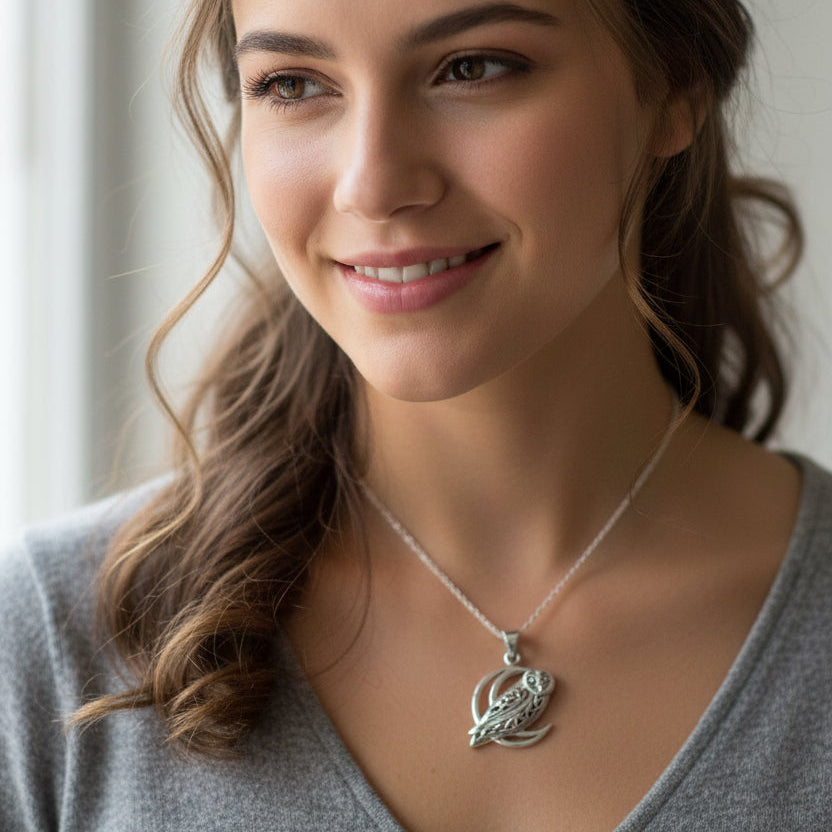 Celtic Midnight Owl Necklace