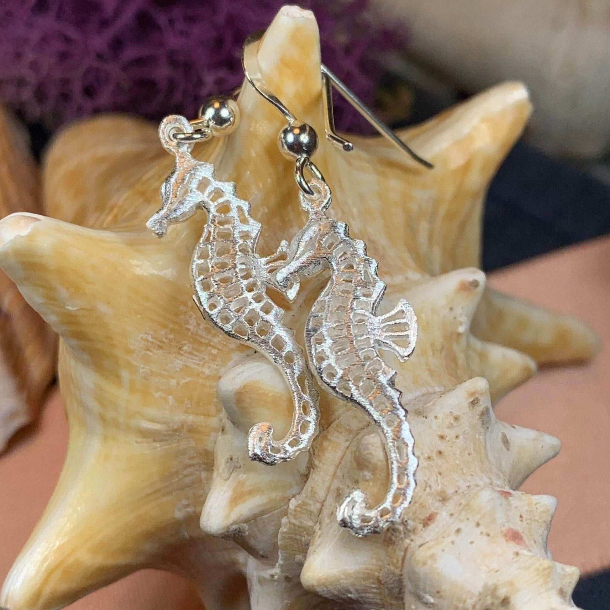 Satin Seahorse Earrings - 