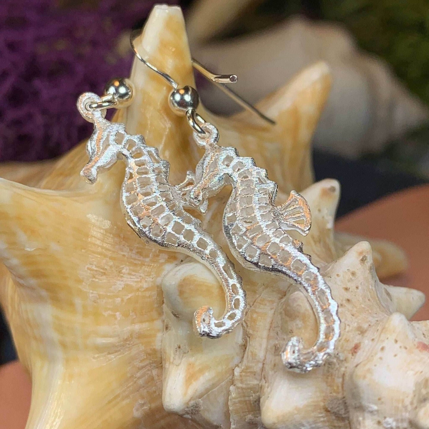 Satin Seahorse Earrings - 