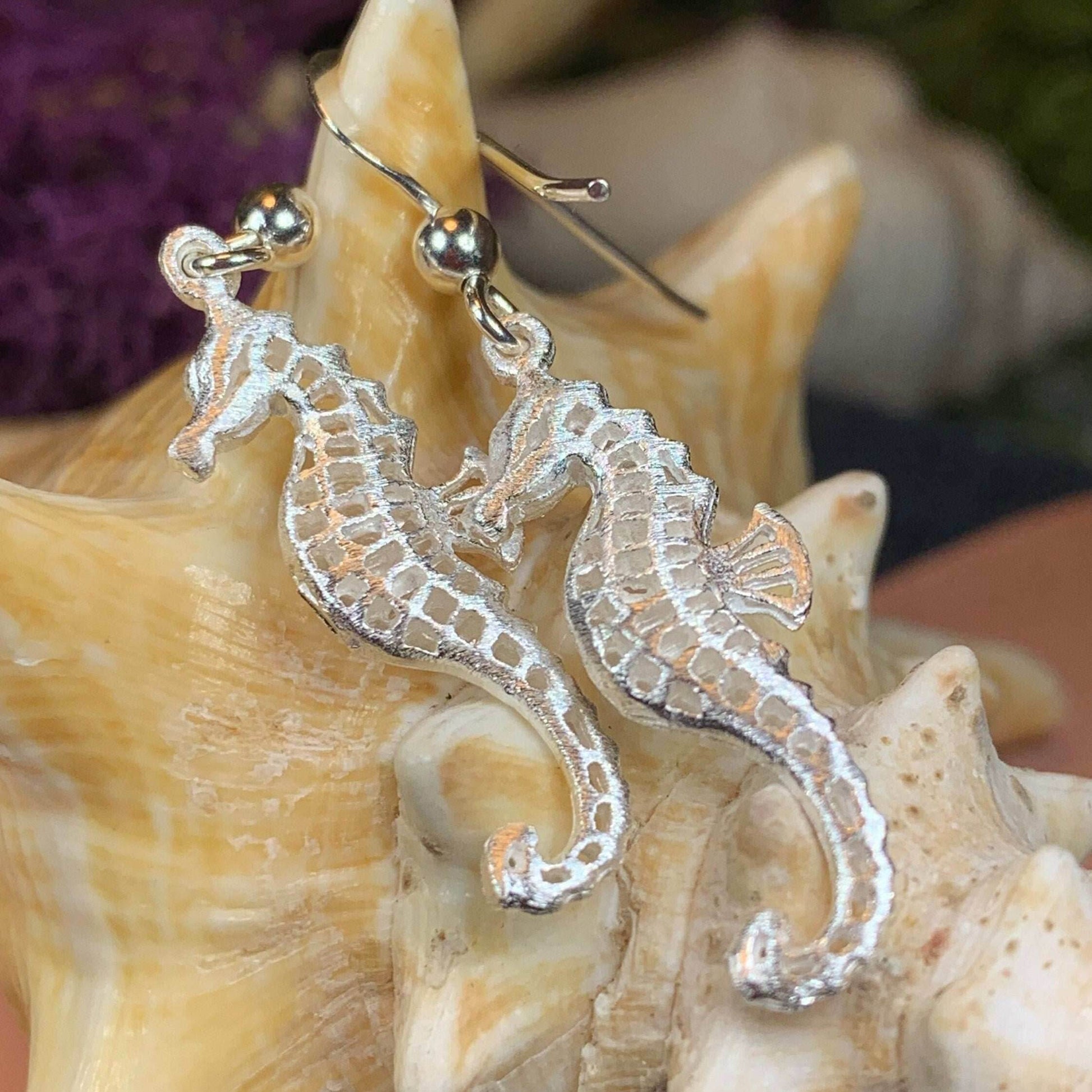 Satin Seahorse Earrings - 