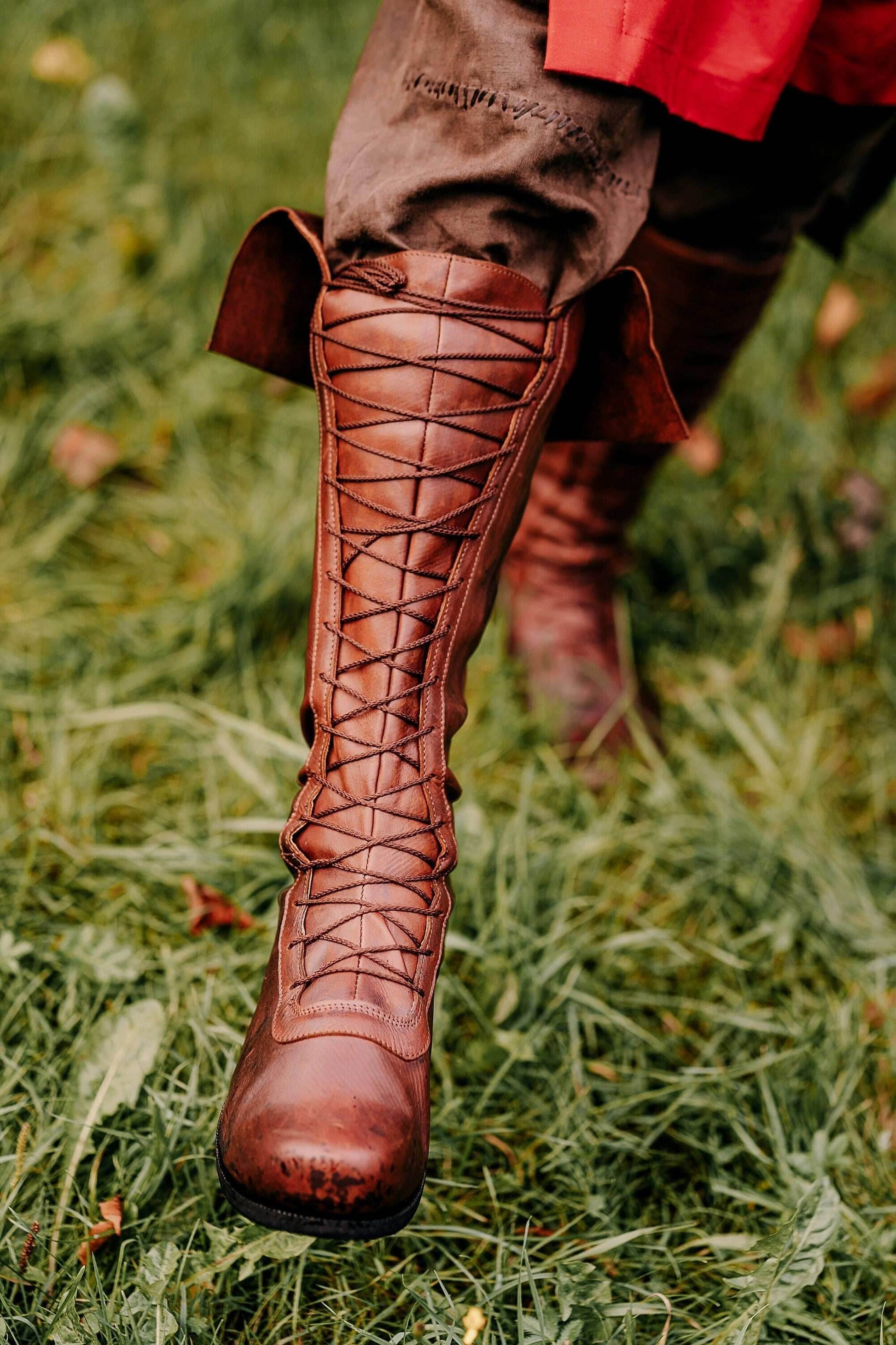Medieval leather high boots - brown (like photo) / 5