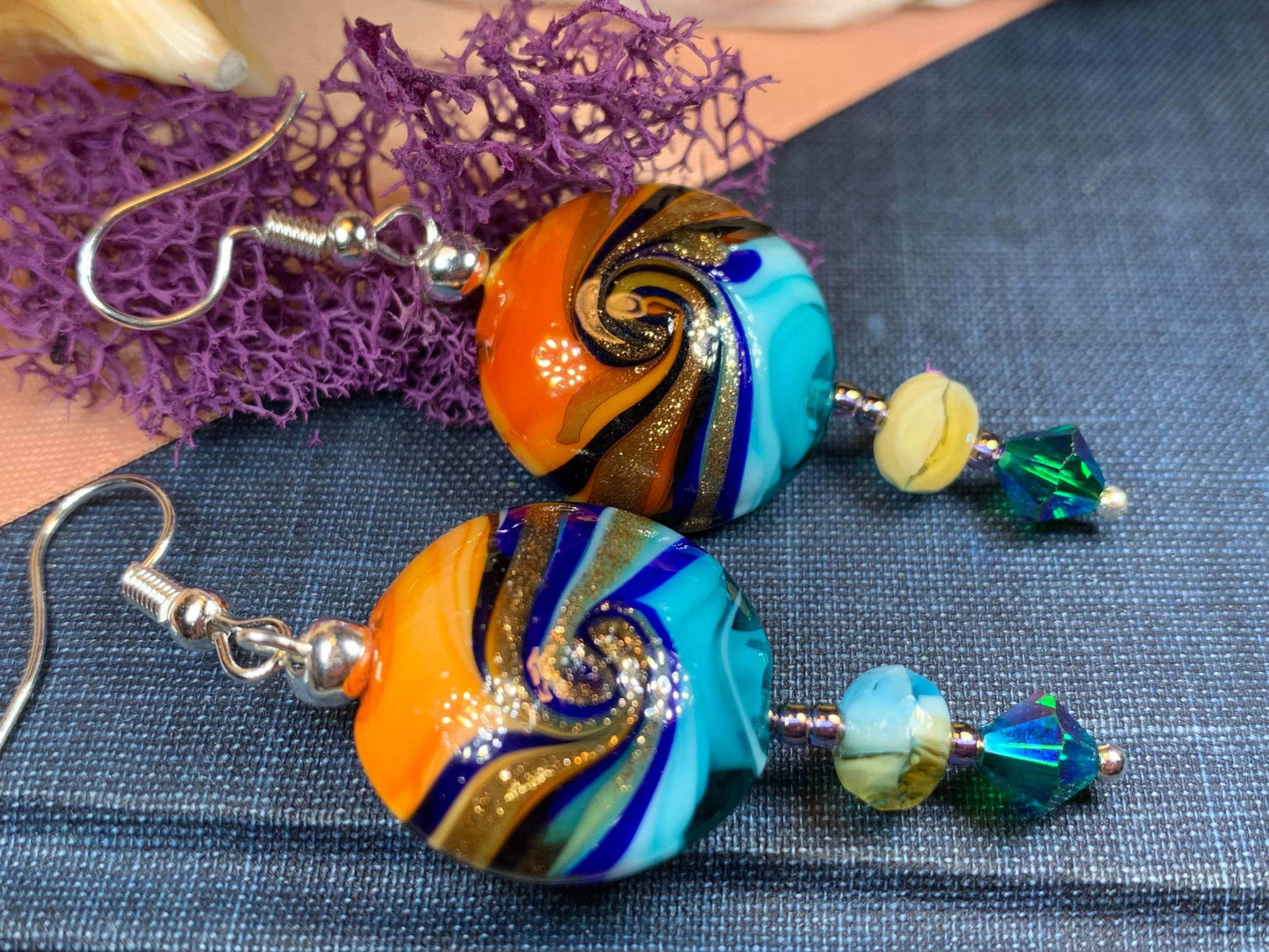 Beach Sunset Earrings - Blue