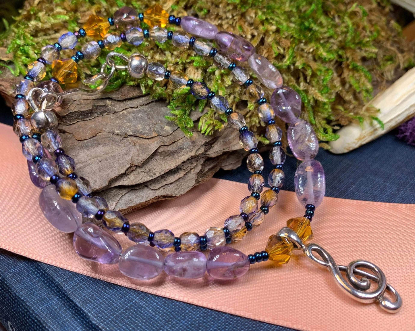 Ceol Music Note Necklace - Purple/Gold