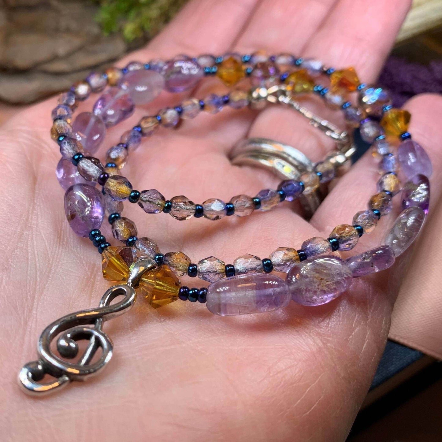 Ceol Music Note Necklace - Purple/Gold