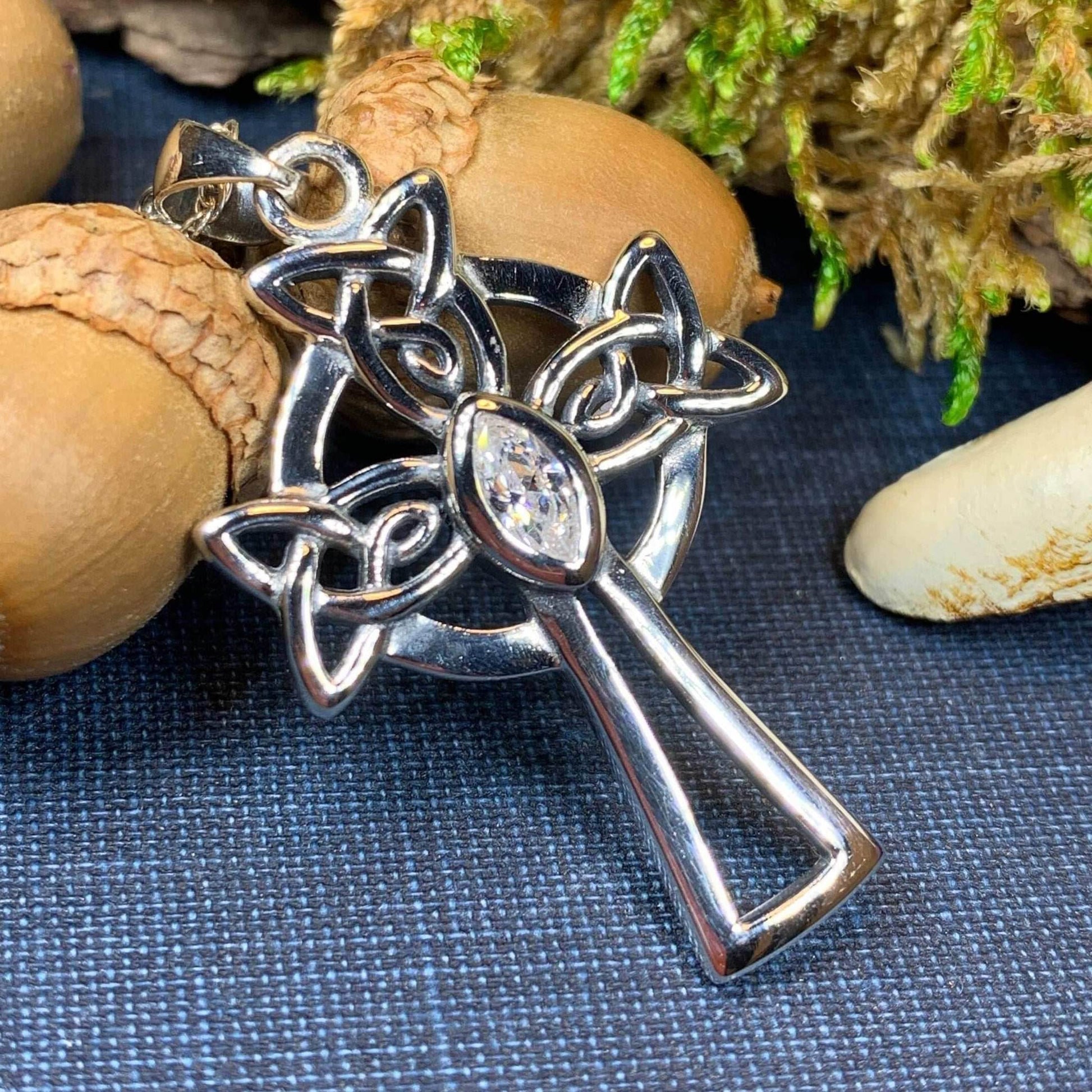 Catherine Celtic Cross Necklace - 18 / Amethyst