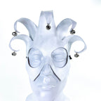 Handmade Genuine Leather Five Point Minimalist Jester Mask in White - 