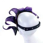 Venetian inspired Jester Mask in Purple and Black - Wearable or Wall Art - Handmade Genuine Leather - 