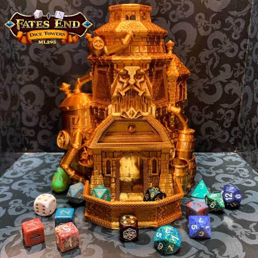 Fates End Drunken Dwarven Brewery Dice Tower - Green Bronze / Without Tray