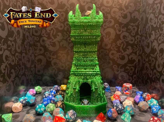Fates End Necromancer Dice Tower - Green Bronze / Without Tray