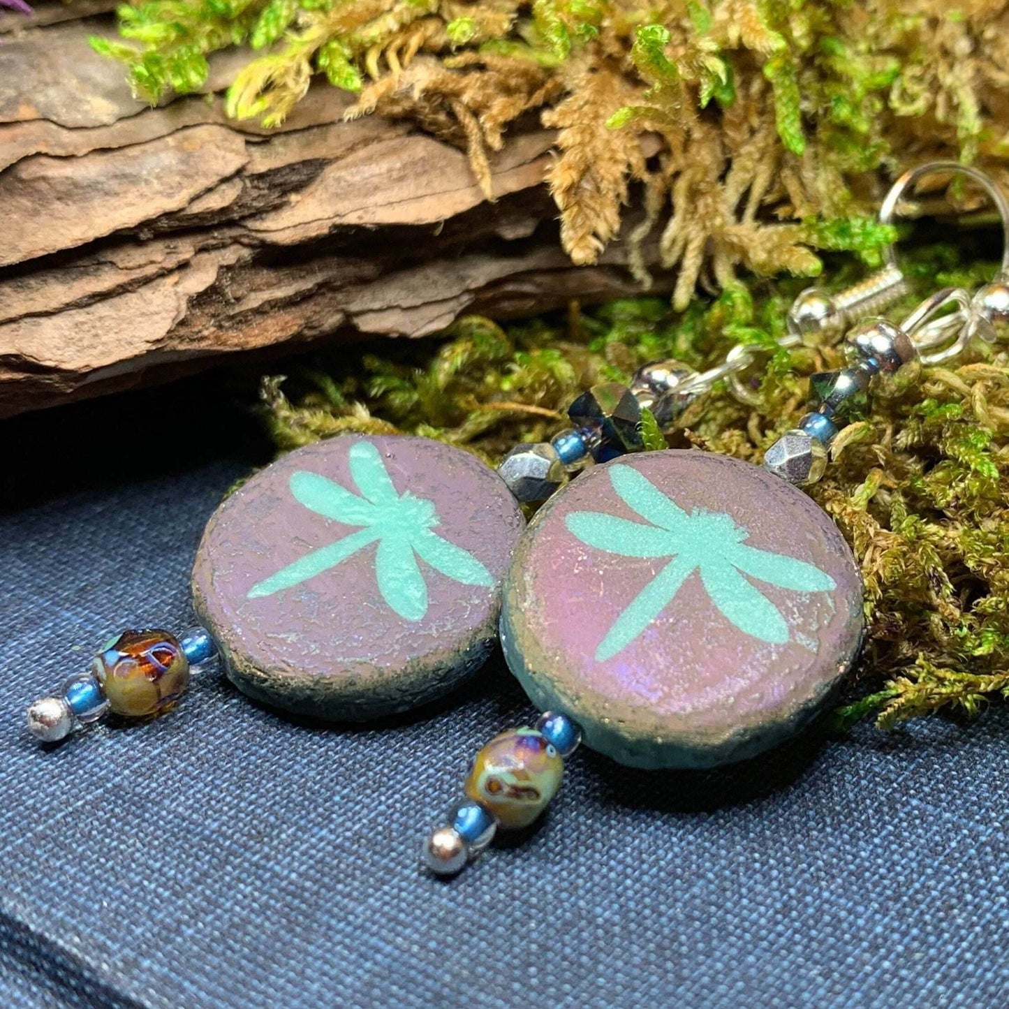 Summer Dragonfly Earrings - Green