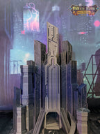 Cyberpunk Dice Tower - Fate's End Collection - Navigate Neon Realities and Futuristic Fates with Every Roll! - Black / Yes- Include Random Dice Set