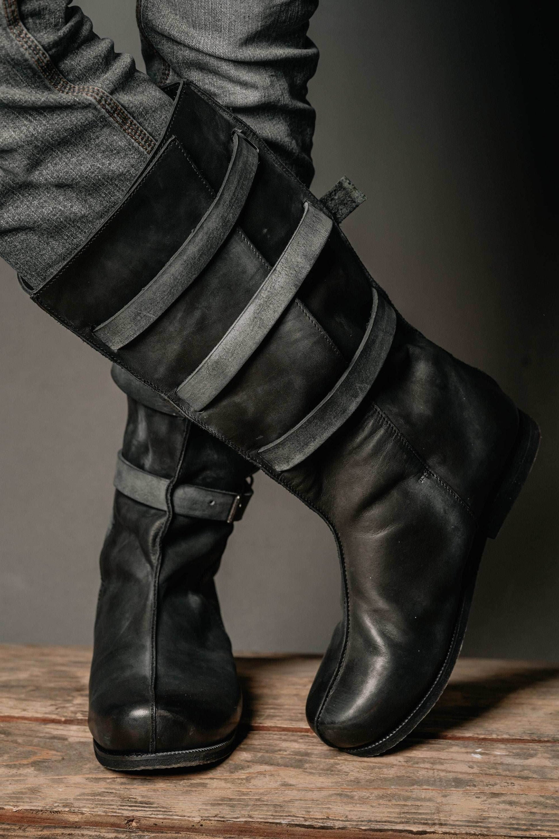 Uhtred black high leather boots - Beige (as on foto) / 5