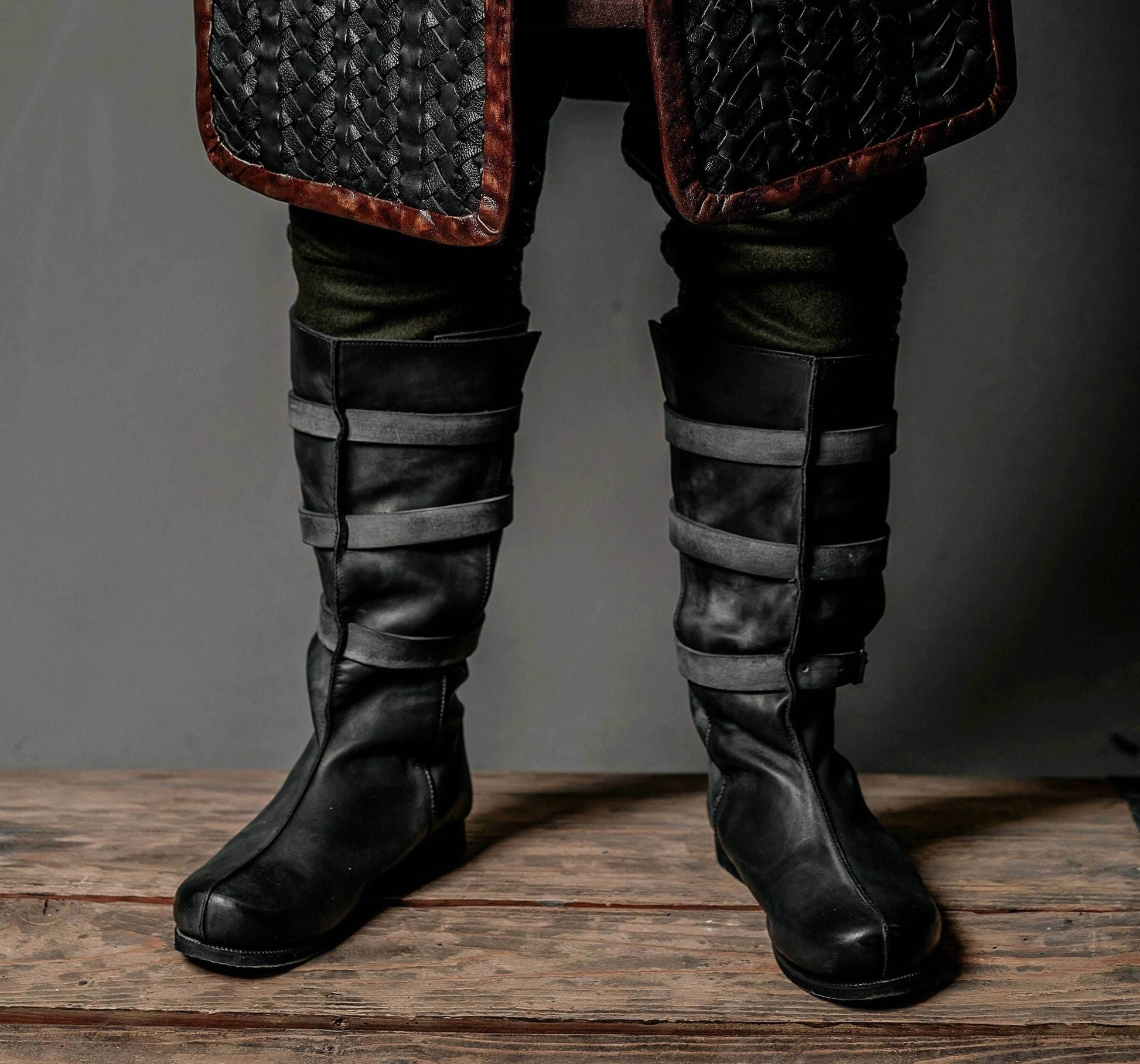 Uhtred black high leather boots - Beige (as on foto) / 5
