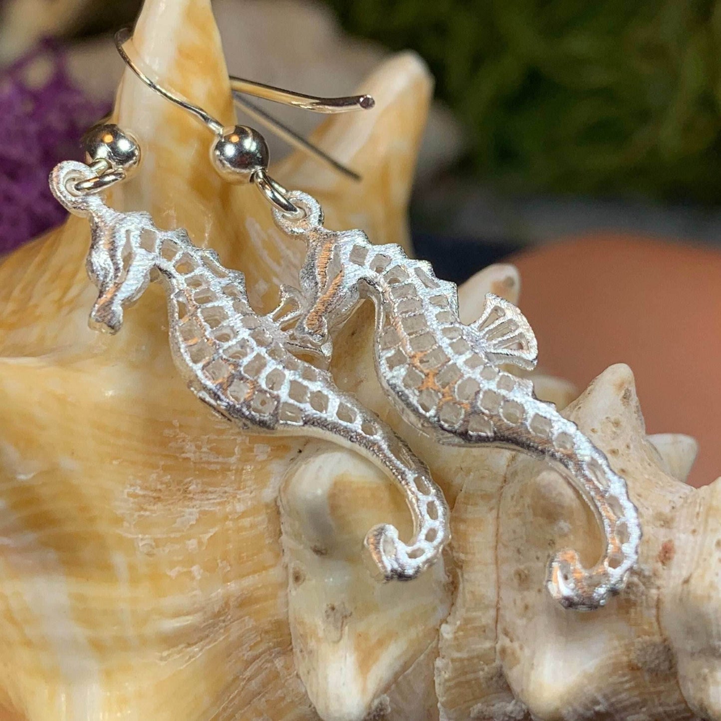 Satin Seahorse Earrings - 