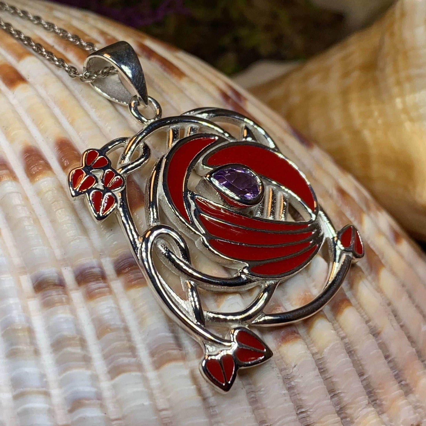 Red Flower Mackintosh Necklace - 18