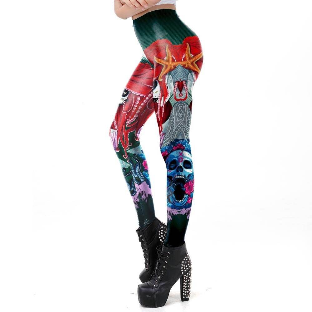 Day of the Dead Print Leggings | Yoga Pants | Dark Gothic Skull Stretchy - Small