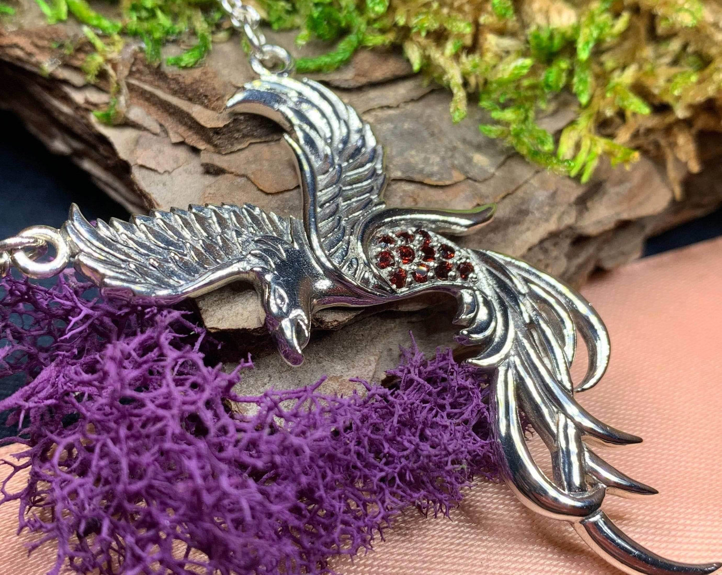 Starfire Phoenix Necklace - 18 / Garnet