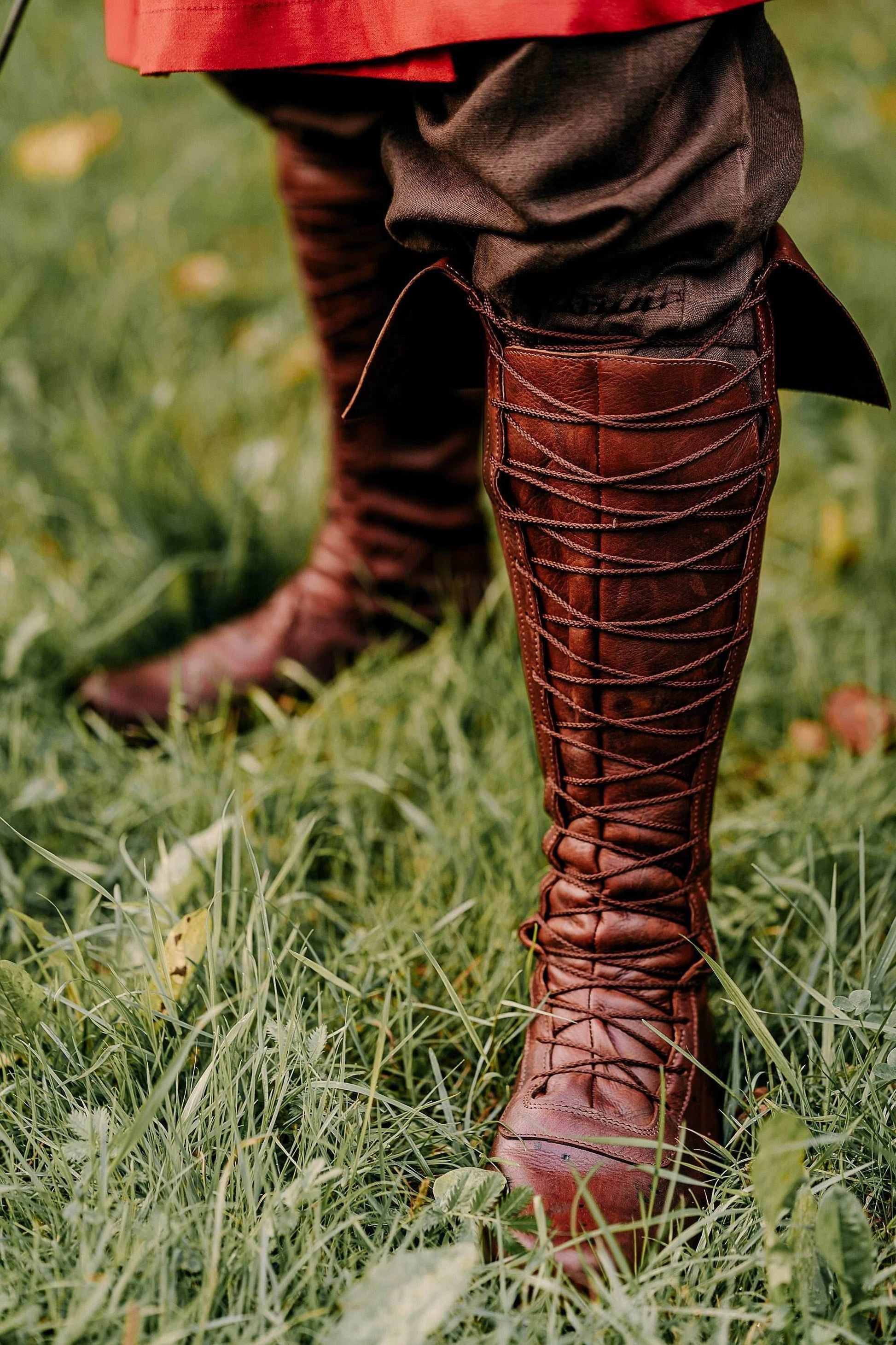 Medieval leather high boots - brown (like photo) / 5