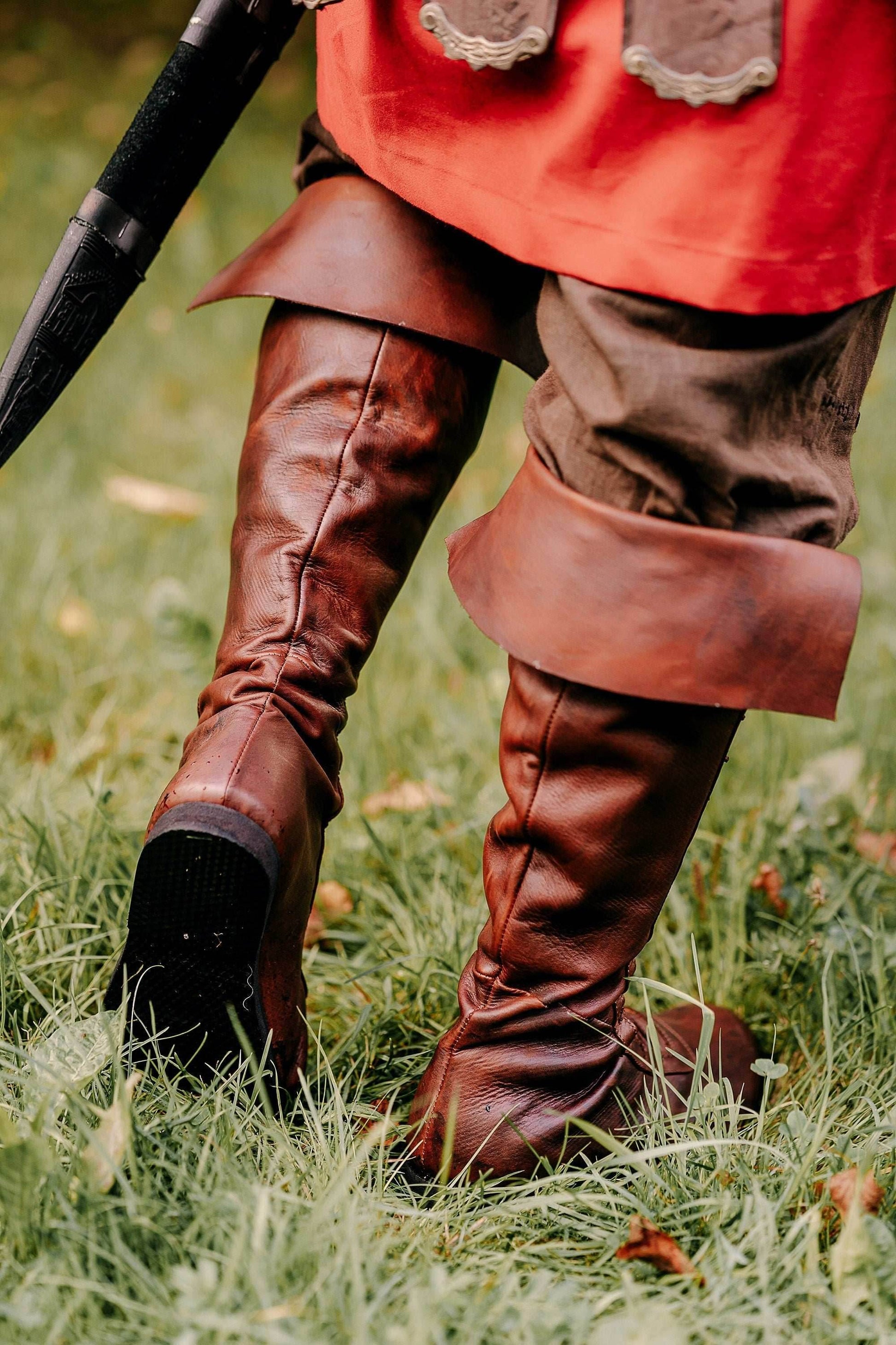 Medieval leather high boots - brown (like photo) / 5