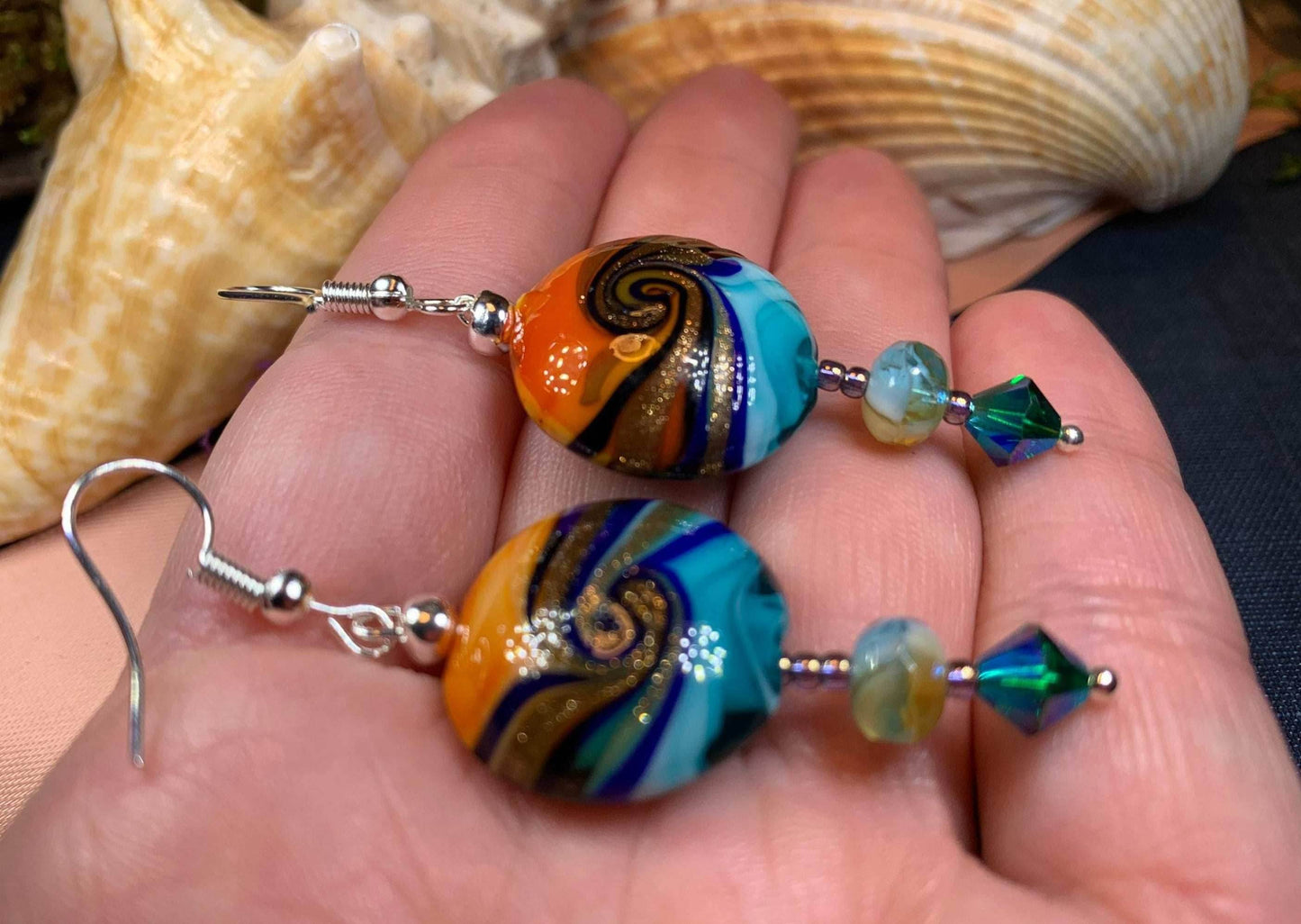 Beach Sunset Earrings - Blue