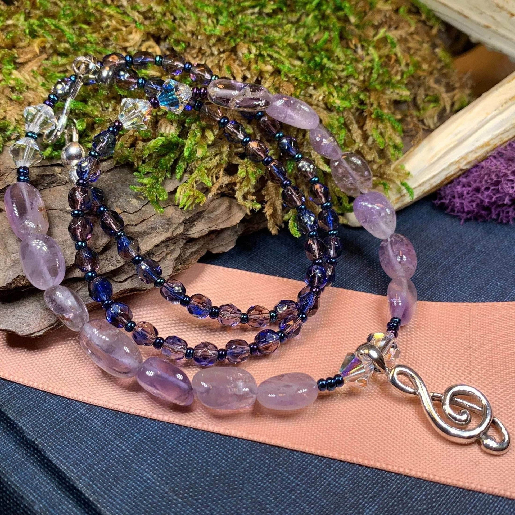 Ceol Music Note Necklace - Purple/Gold