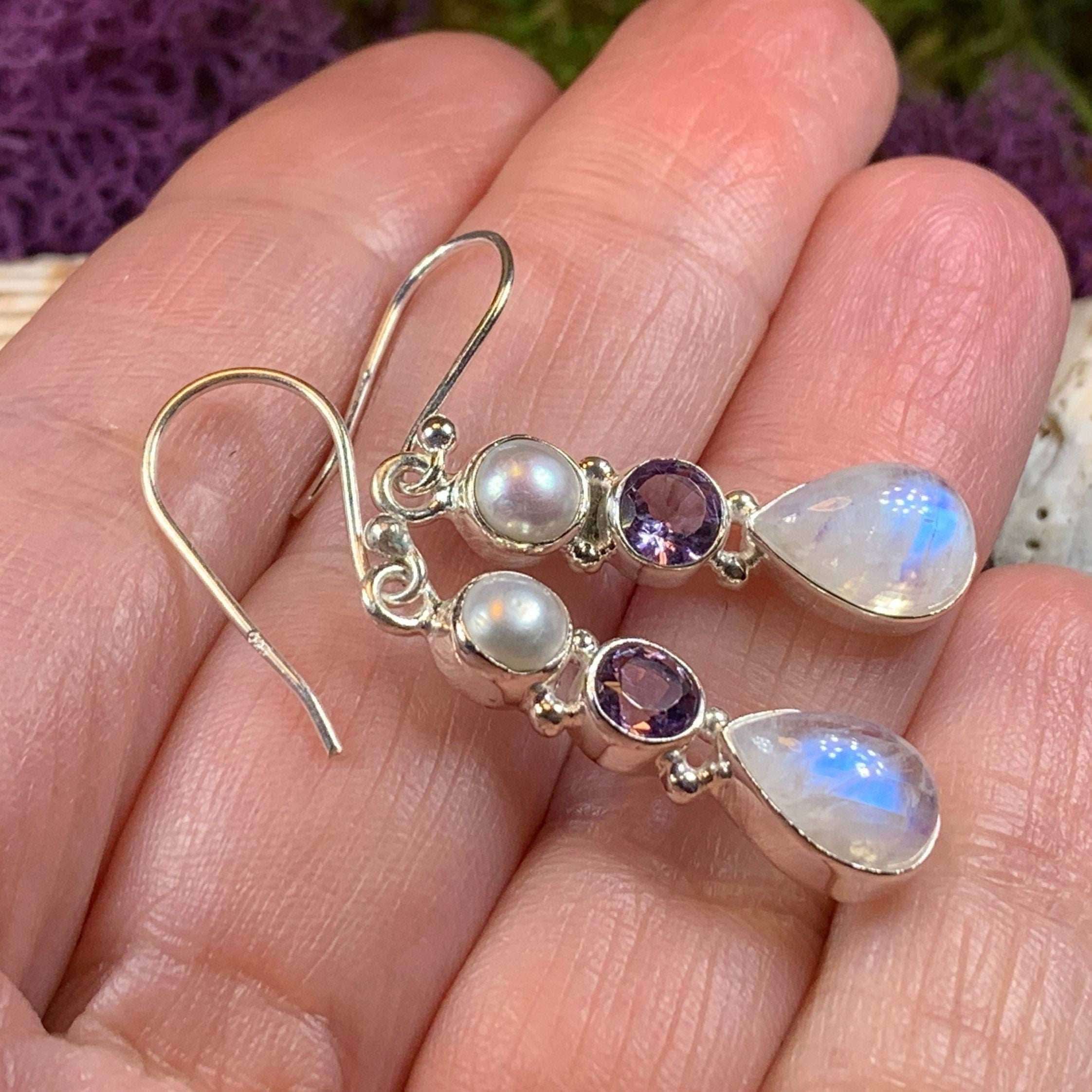 Ava Moonstone Earrings - Amethyst
