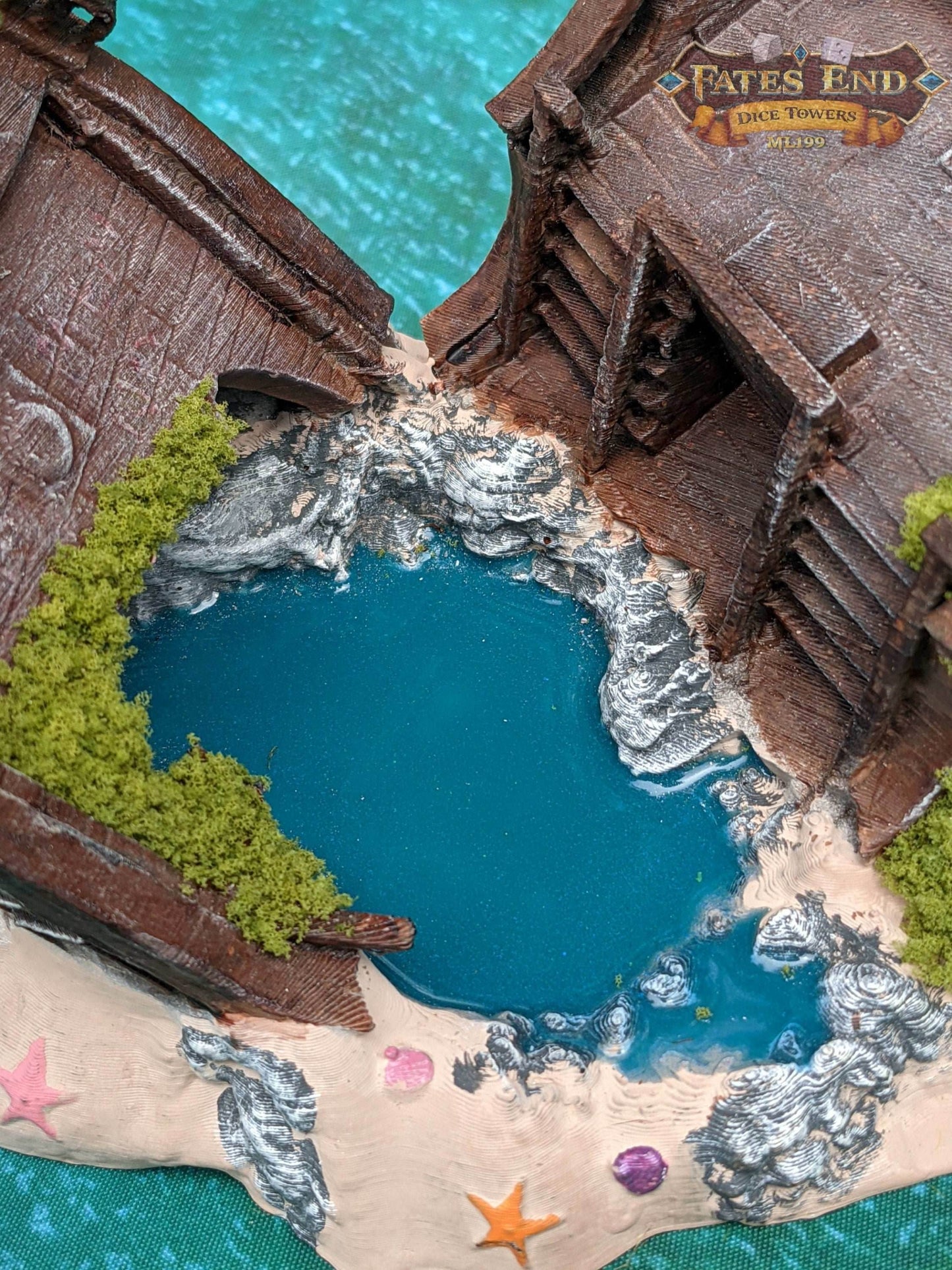 Pirate Ship 3D Printed Dice Tower - Fate's End Collection - Tabletop RPG Gaming Fantasy Cosplay - Sail Uncharted Waters of Fate in Flair . - Black / Yes- Include Random Dice Set