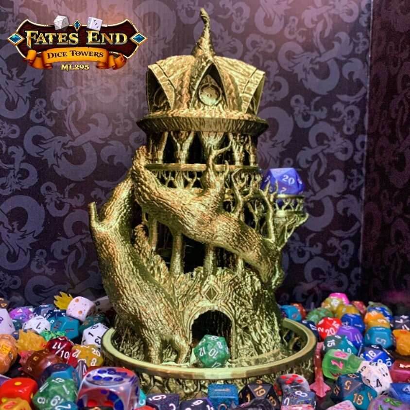 Fates End Druid Dice Tower - Green Bronze / Without Tray