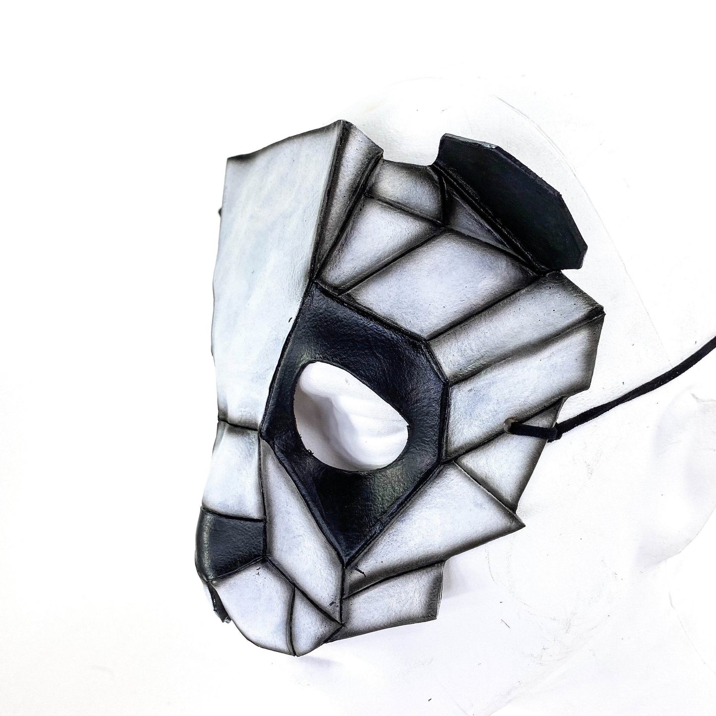 Geometric Panda Bear Leather Mask - 