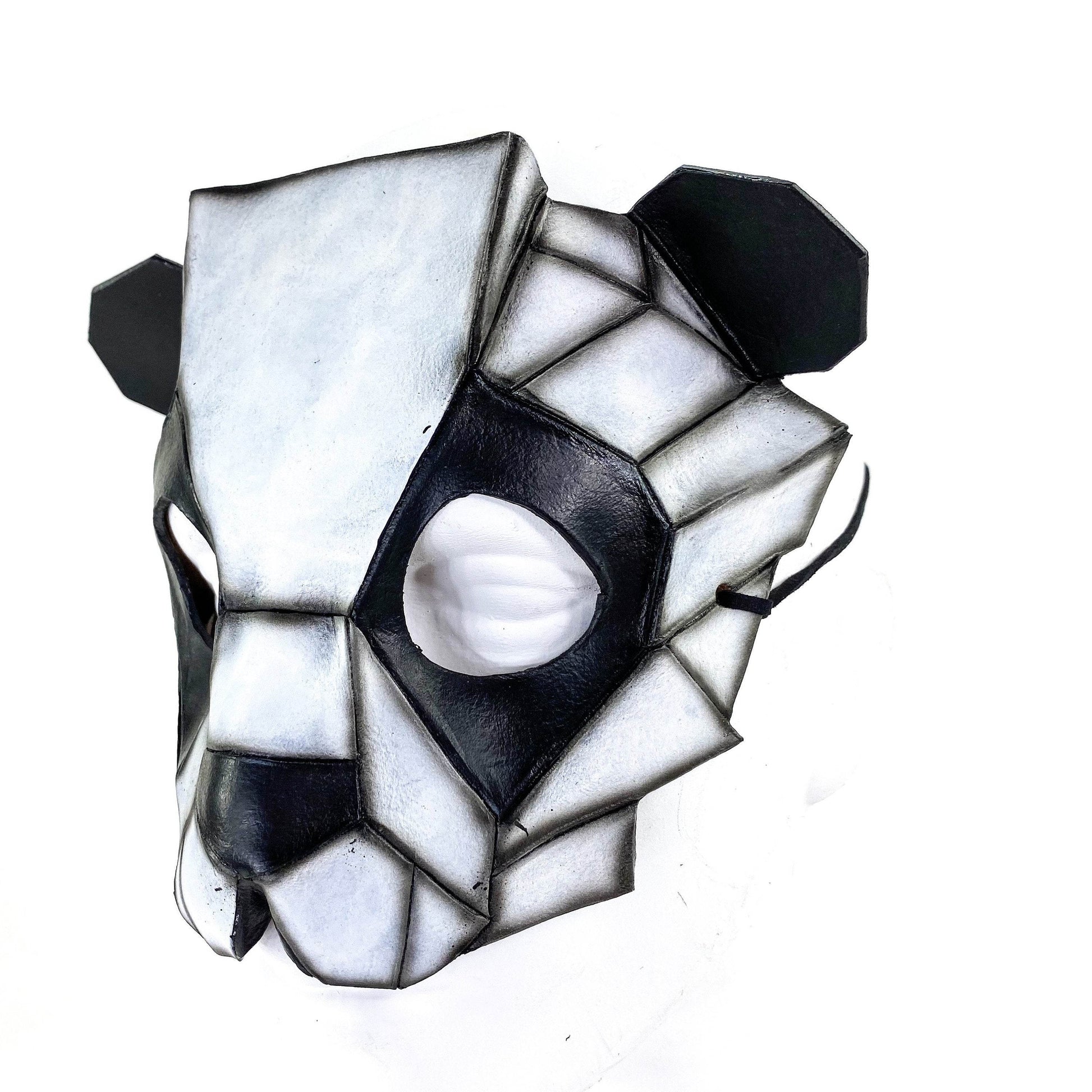Geometric Panda Bear Leather Mask - 