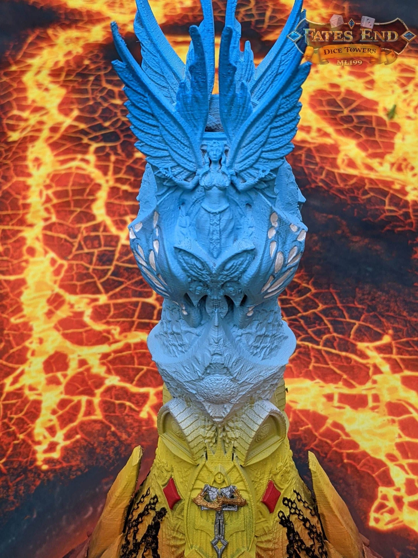 Heaven and Hell Dice Tower- Fate's End Collection by Kim Bolt- Embrace the Eternal Battle Between Heaven and Hell! - Black / Yes- Include Random Dice Set