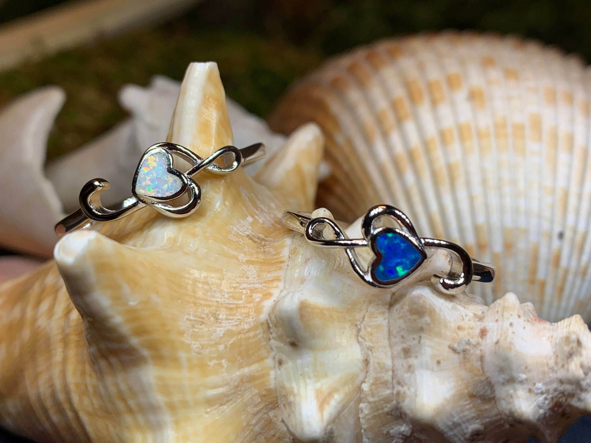 Music Note Opal Ring - Blue / 5