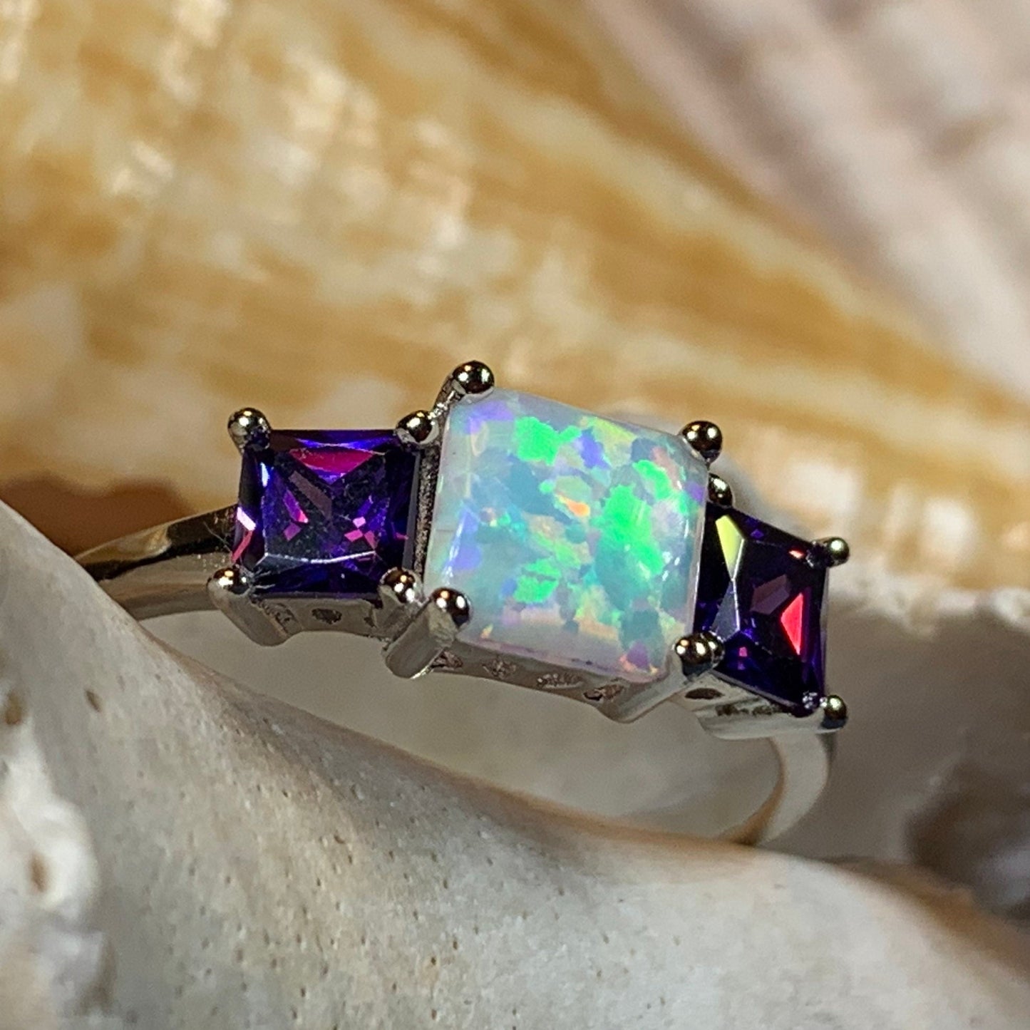 Scottish Mist Opal & Amethyst Ring