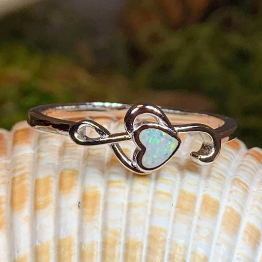 Music Note Opal Ring - White / 5