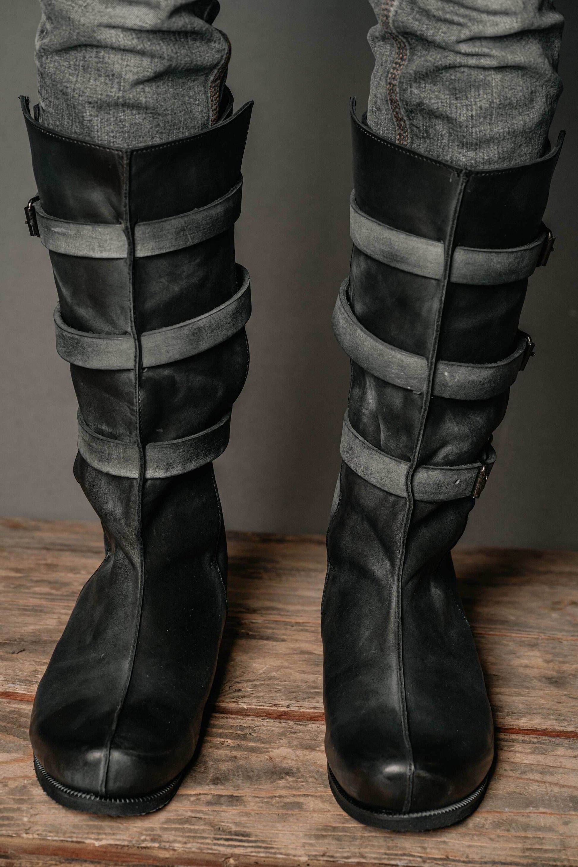 Uhtred black high leather boots - Beige (as on foto) / 5