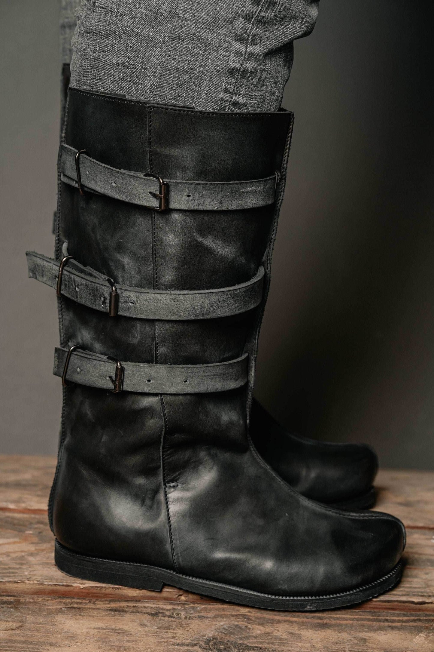Uhtred black high leather boots - Beige (as on foto) / 5