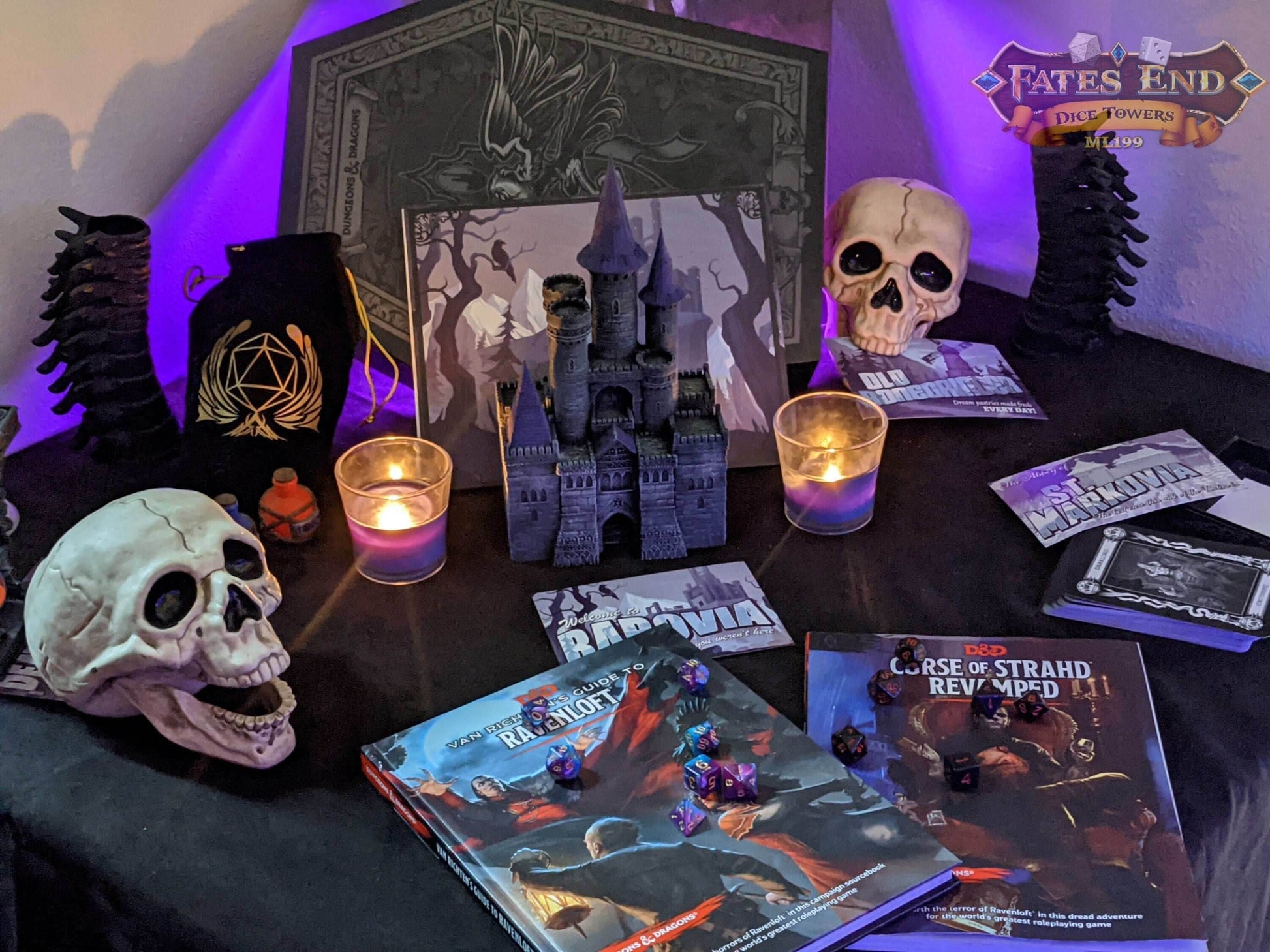 Vampire 3D Printed Dice Tower - Fate's End Collection - Cast Rolls in the Shadows of Immortal Elegance and Dark Desires! - Black / Yes- Include Random Dice Set