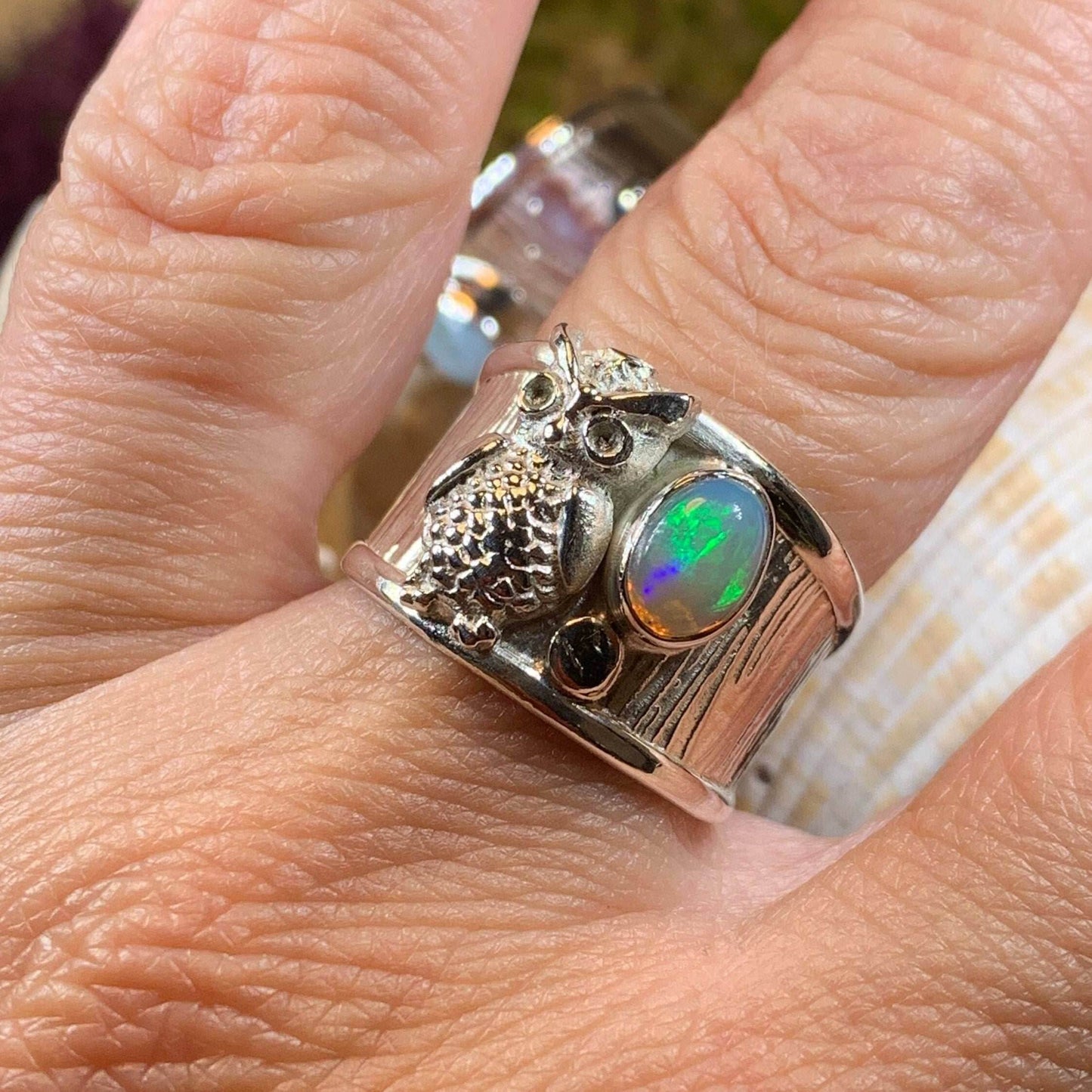 Olette Owl Ring - Larimar / 7