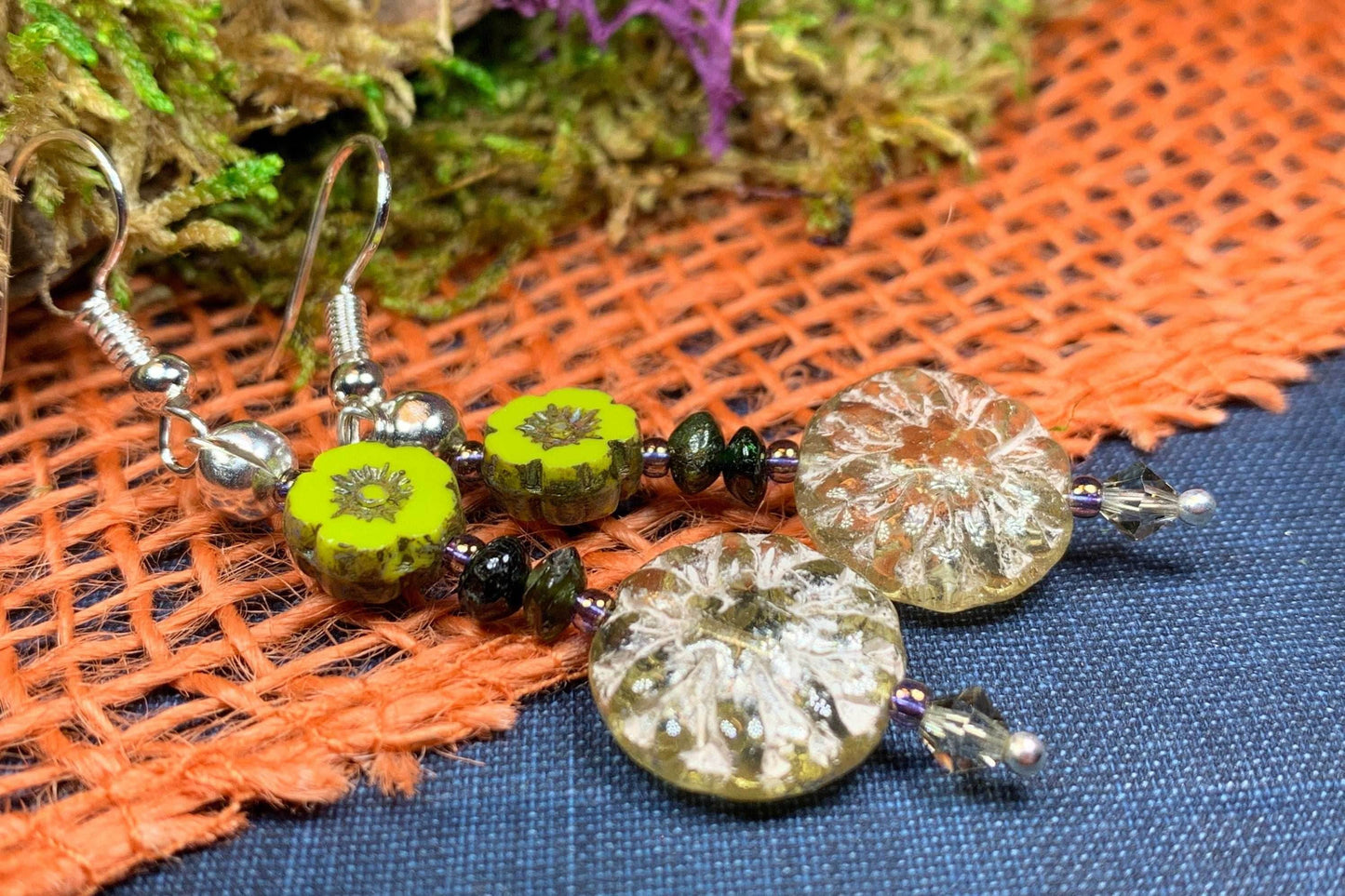 Lotus Autumn Earrings - Blue