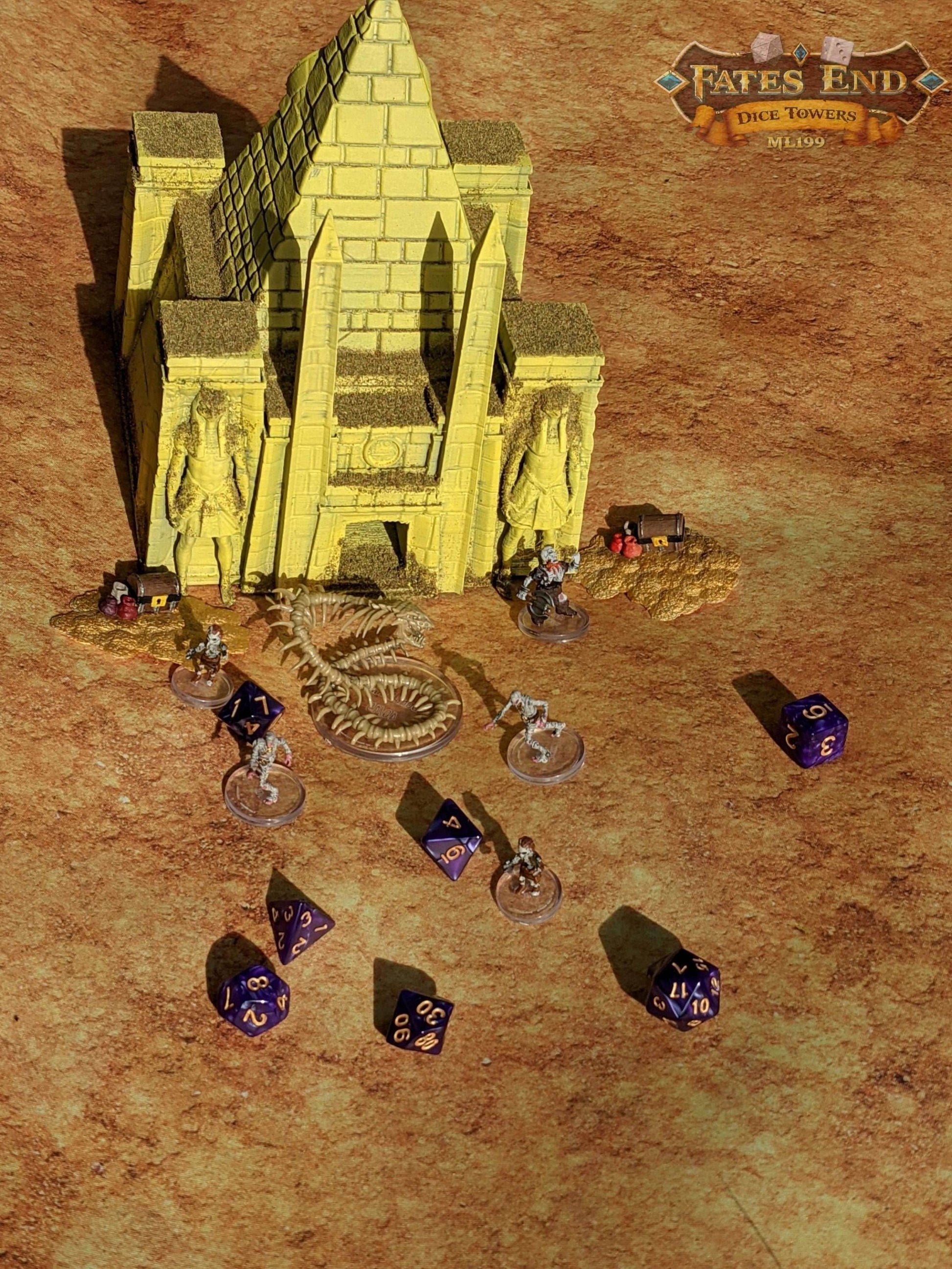 Temple of Ra Pyramid 3D Printed Dice Tower - Fate's End Collection - Tabletop RPG Gaming Cosplay - Harness a God's Power for your rolls. - Black