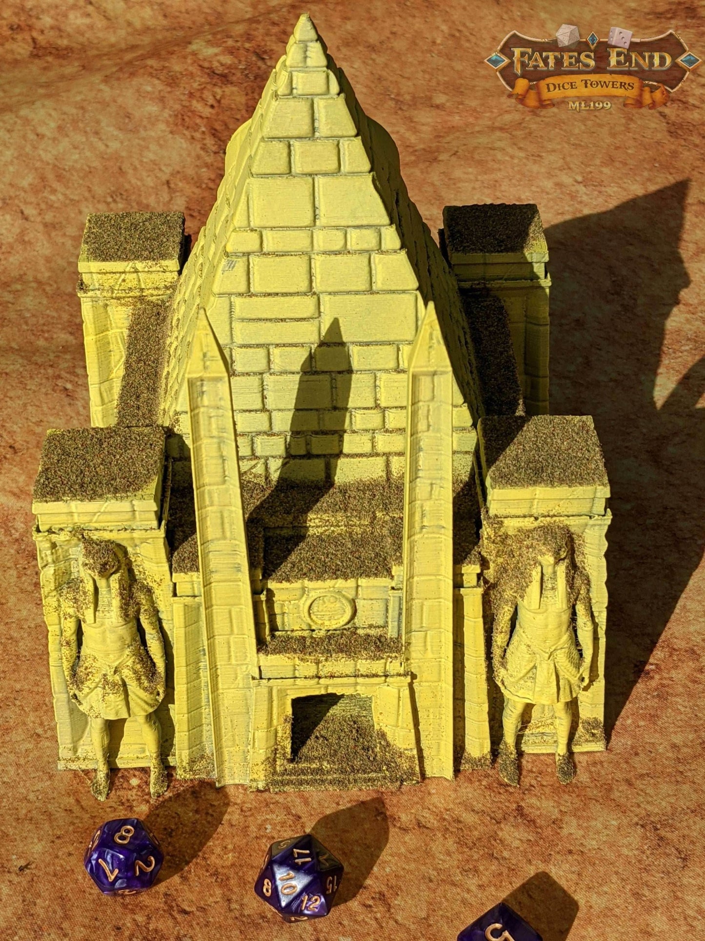 Temple of Ra Pyramid 3D Printed Dice Tower - Fate's End Collection - Tabletop RPG Gaming Cosplay - Harness a God's Power for your rolls. - Black