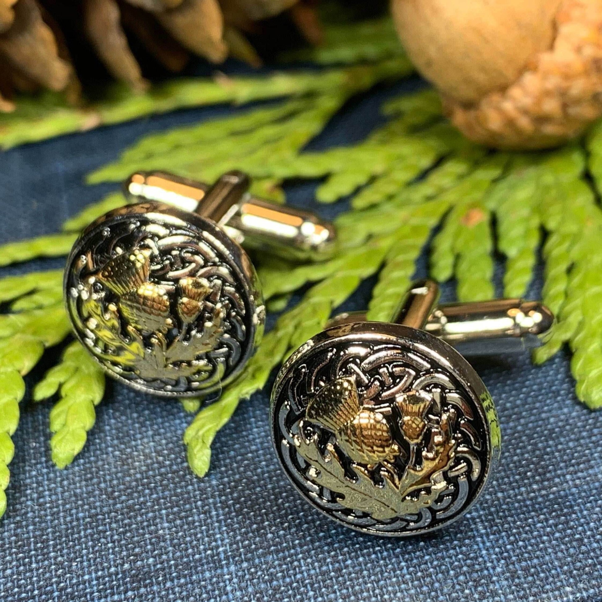 Golden Thistle Cuff Links - 
