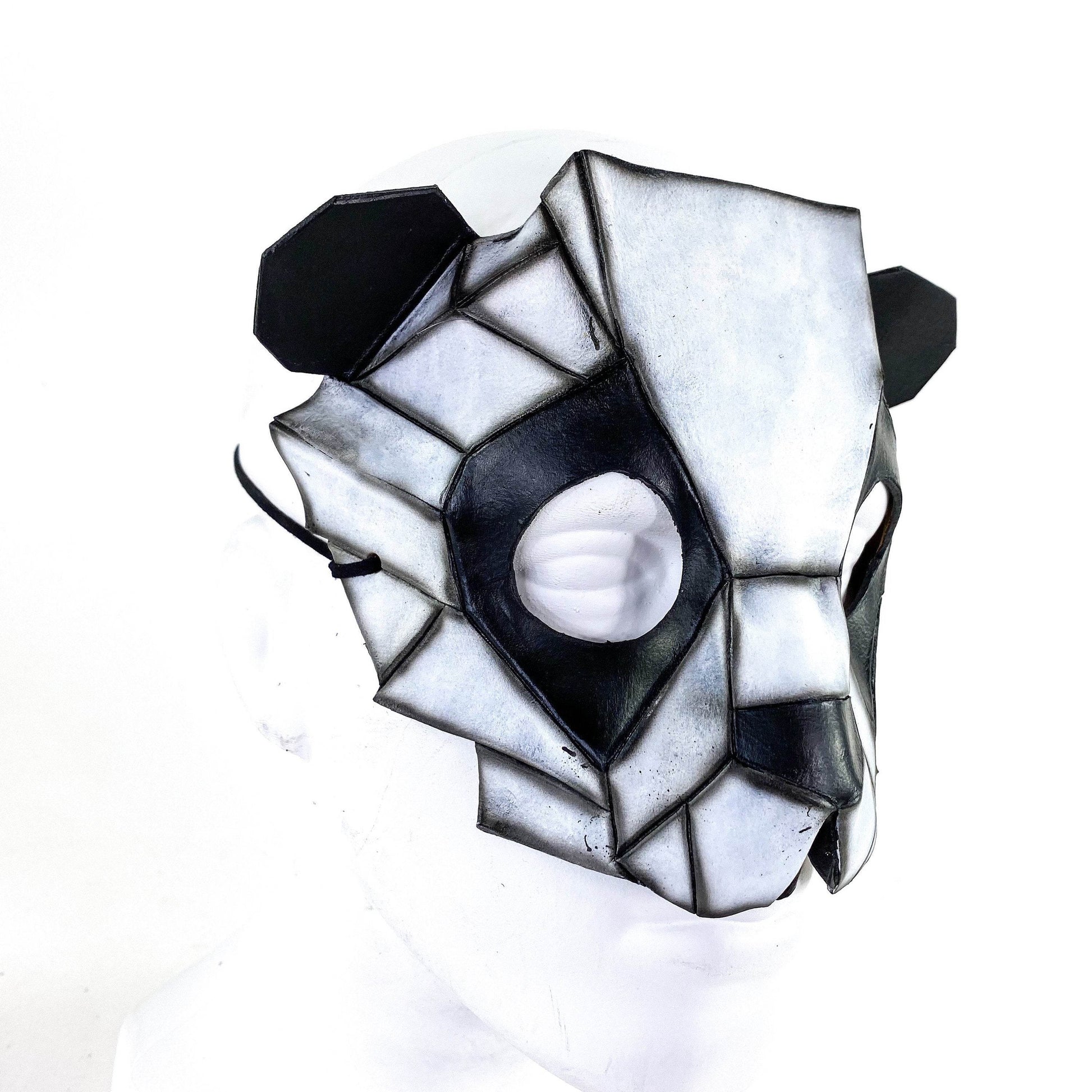 Geometric Panda Bear Leather Mask - 